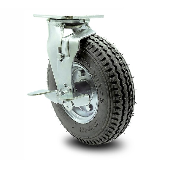 8 Inch Gray Pneumatic Wheel Swivel Caster with Brake and Bolt Swivel Lock SCC